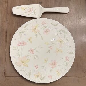 Vintage Mikasa Pastel Garden Cake Plate & Server Set | Bone China, Made in Japan